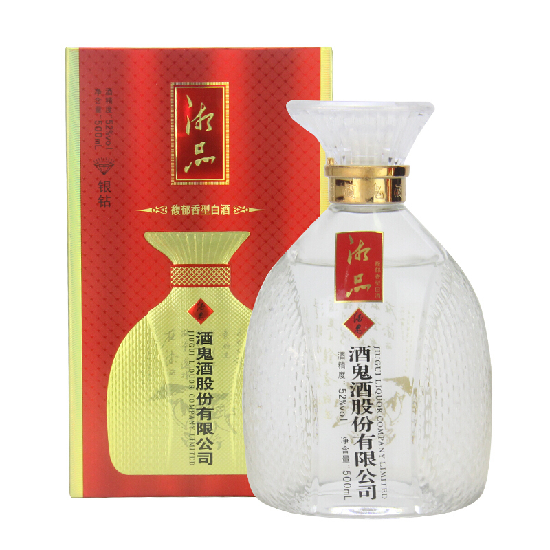湖南酒鬼酒湘品银钻52&deg;度馥郁香型500ml单瓶装