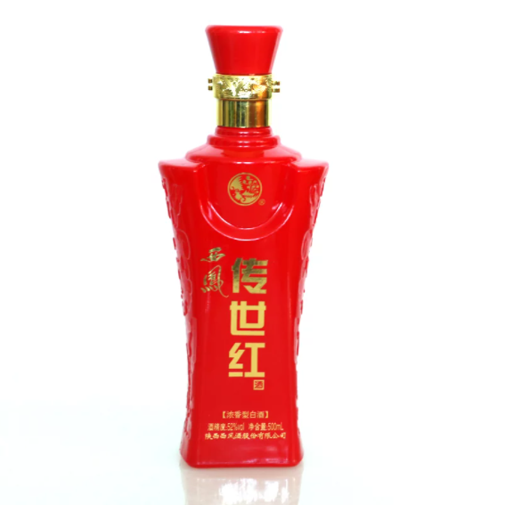 陕西西凤酒传世红口感浓香型52度白酒500ml单瓶装