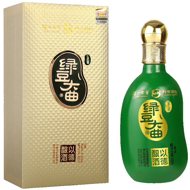 四川泸州老窖绿豆大曲宝石豆518度养生露酒500ml单瓶装
