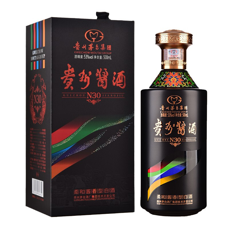 贵州茅台贵州酱酒N30飞天女神图礼盒53度酱香型白酒500ml单瓶