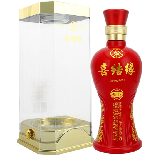 五粮液喜结缘精品口感浓香型52度白酒500ml单瓶装