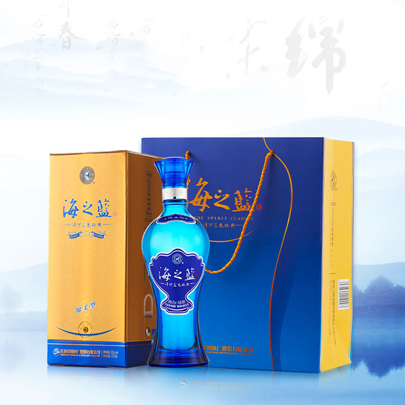 洋&middot;河蓝色经典 海之蓝绵柔型浓香白酒52度480ML