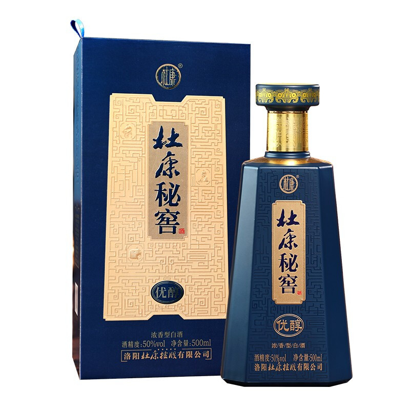 杜康白酒秘窖优醇口感浓香型50度白酒500ml单瓶装