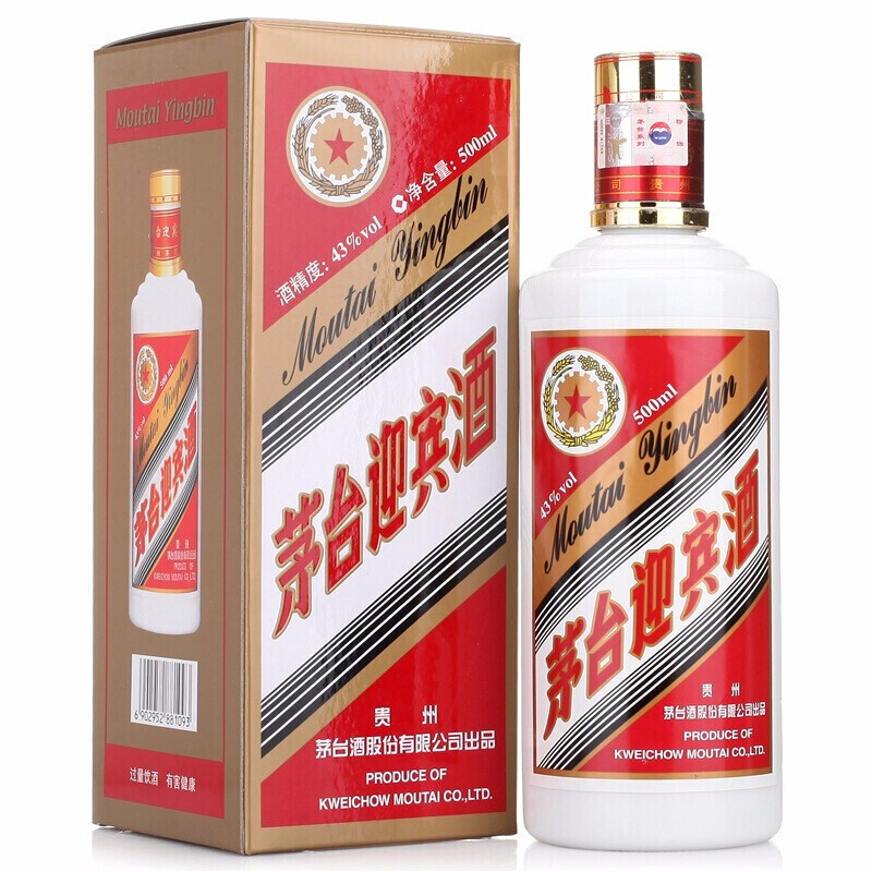 茅台迎宾酒43度口感酱香型500ml单瓶装