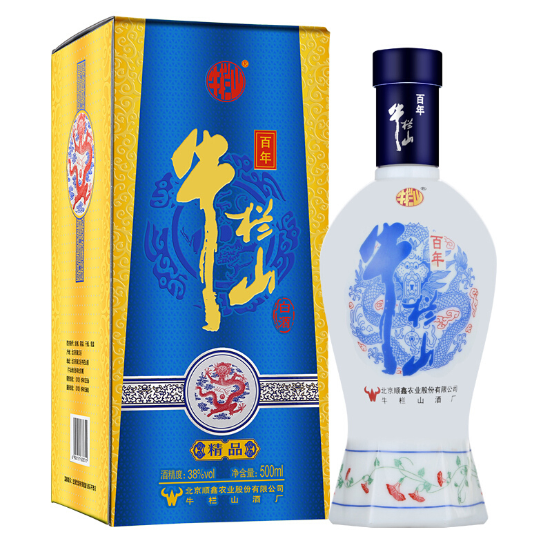 北京牛栏山酒业百年精品38度浓香型500ml单瓶装