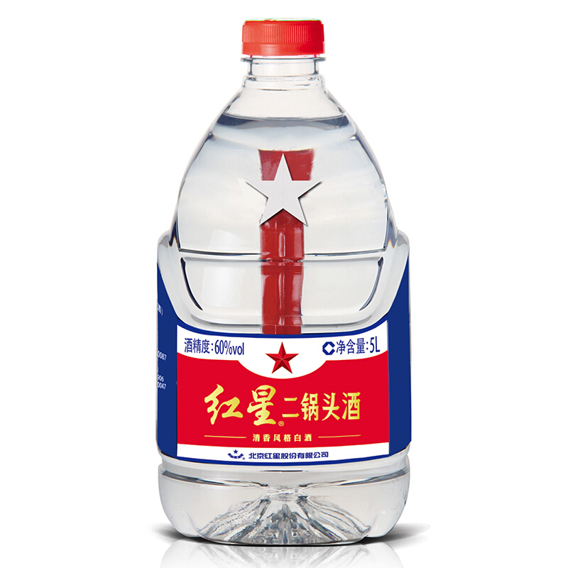 北京红星二锅头5L桶装60度清香型5000ml一桶装