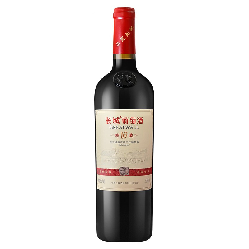 长城红酒特藏16年橡木桶解百纳干红葡萄酒750ml单只装