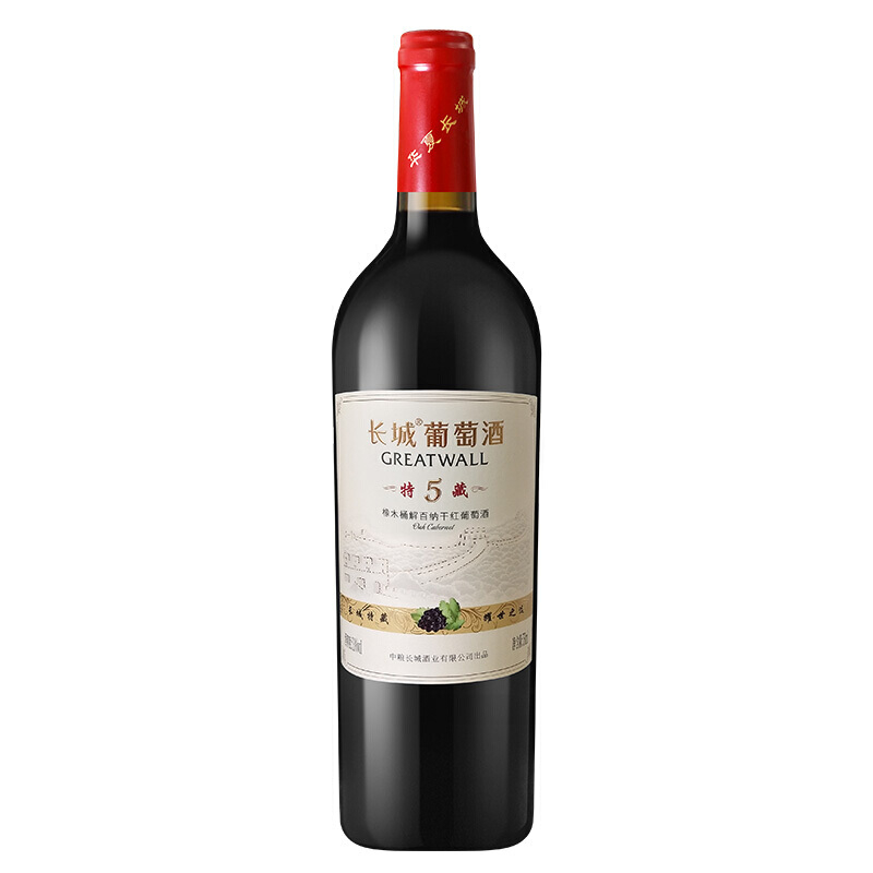 长城红酒特藏5橡木桶解百纳干红葡萄酒750ml单只装