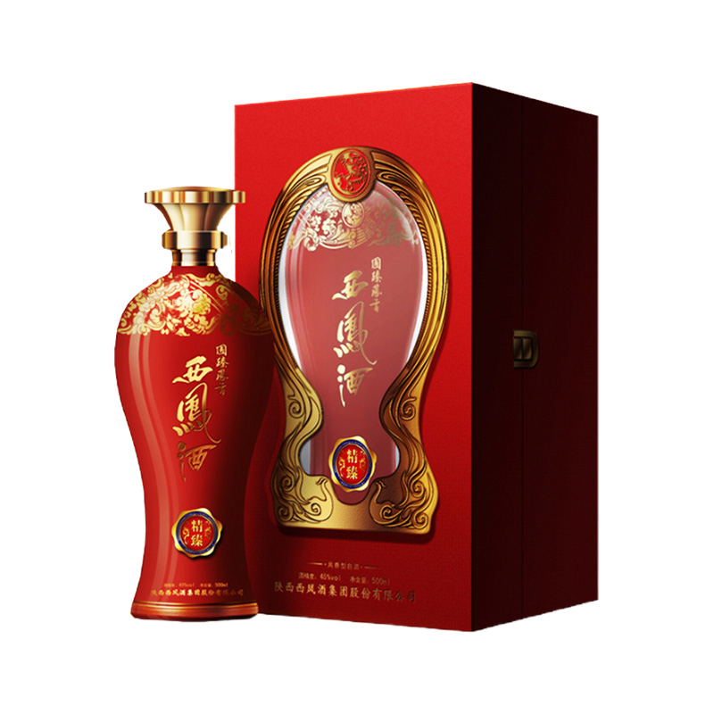 陕西西凤酒国臻凤香精臻红色瓶口感凤香型45度白酒500ml单瓶装