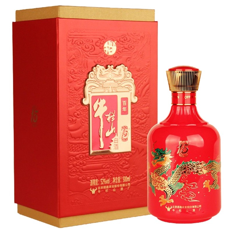 牛栏山酒业百年红龙15 52度浓香型白酒500ml