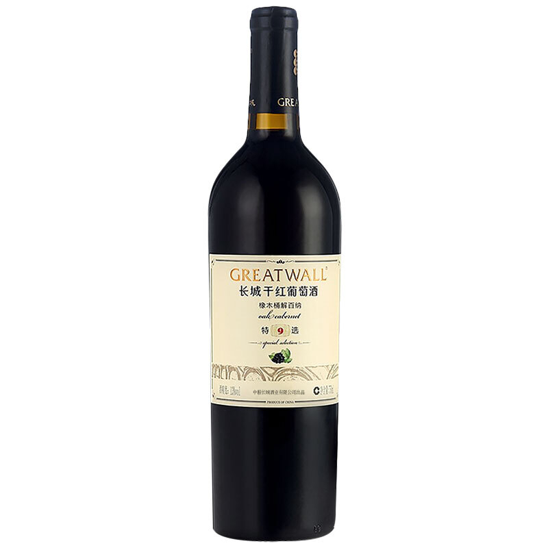 长城红酒特选9年橡木桶解百纳干红葡萄酒单支750ml