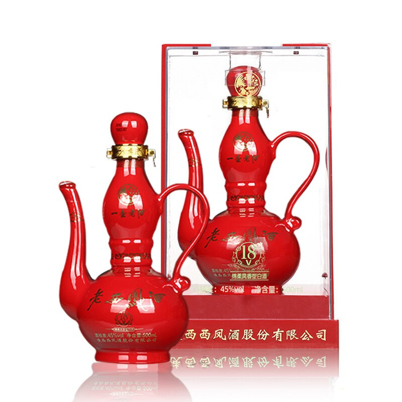 陕西西凤酒一壶老酒V18红瓶口感凤香型45度白酒500ml单瓶装