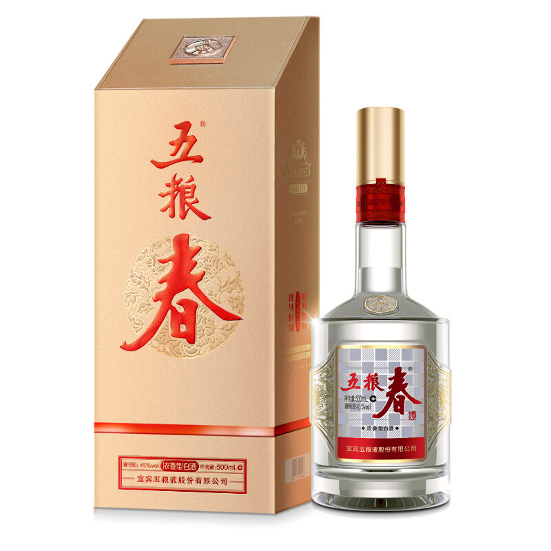 五粮液第二代五粮春口感浓香型45度白酒500ml单瓶装