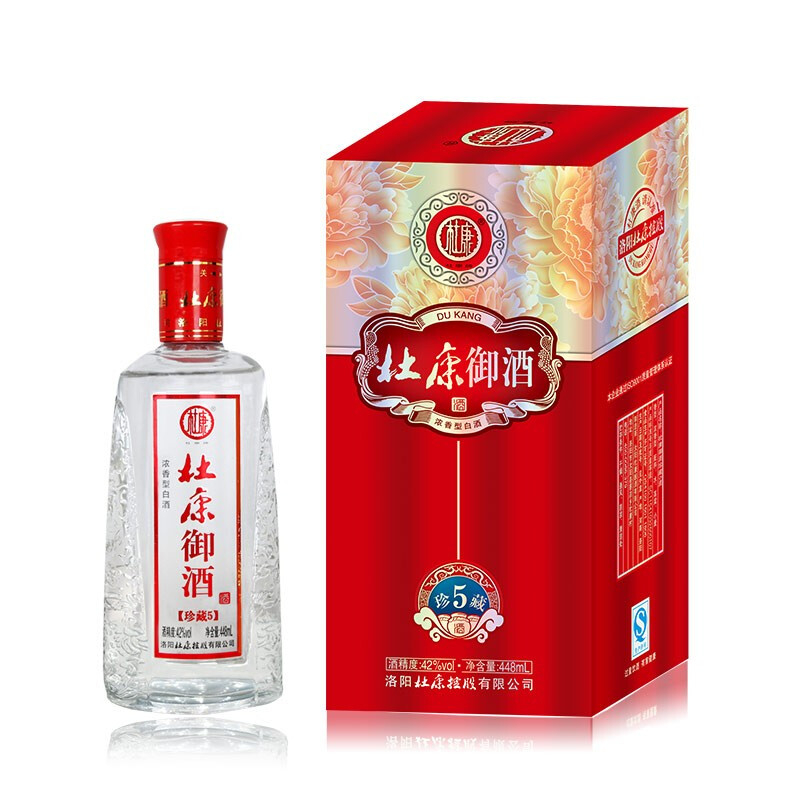 杜康酒御酒珍藏5年口感浓香型42度白酒448ml单瓶装