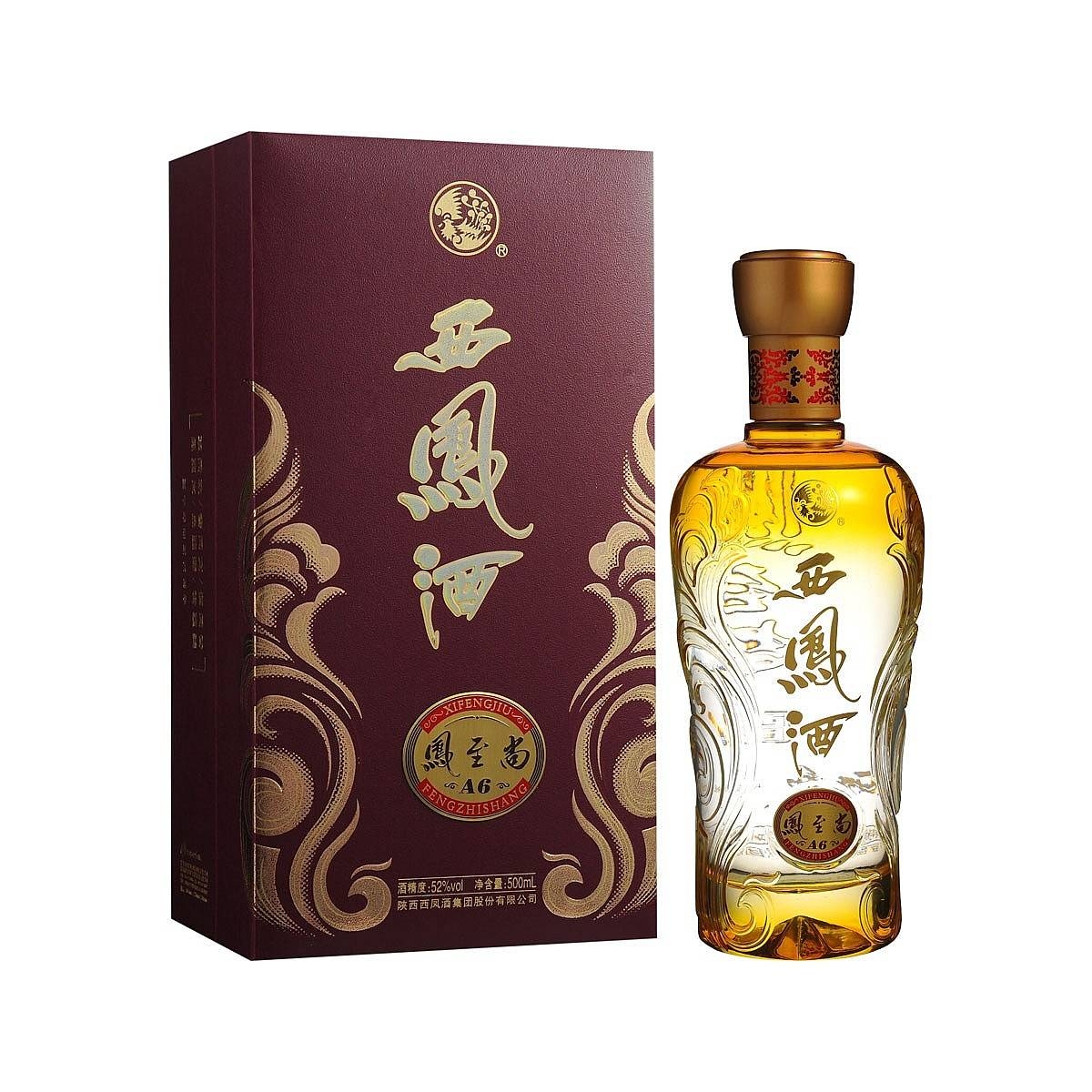 陕西西凤酒凤至尚A6口感凤香型52度白酒500ml单瓶装