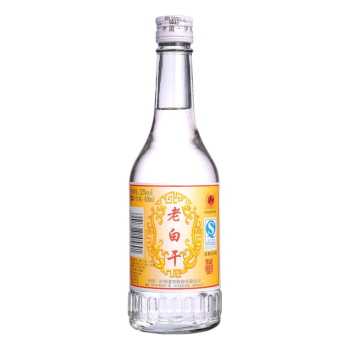 四川泸州老窖泸州老白干酒普通款口感浓香型52度白酒450ml单瓶装