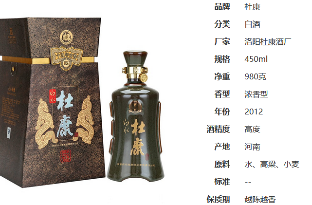 杜康十五年古窖，52度浓香，醇厚口感