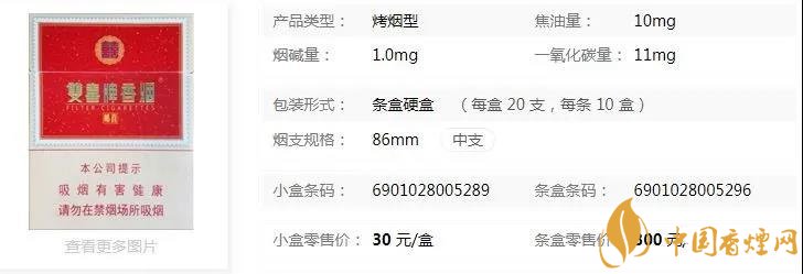 双喜邮喜30元/包，中支烟中的价比之选