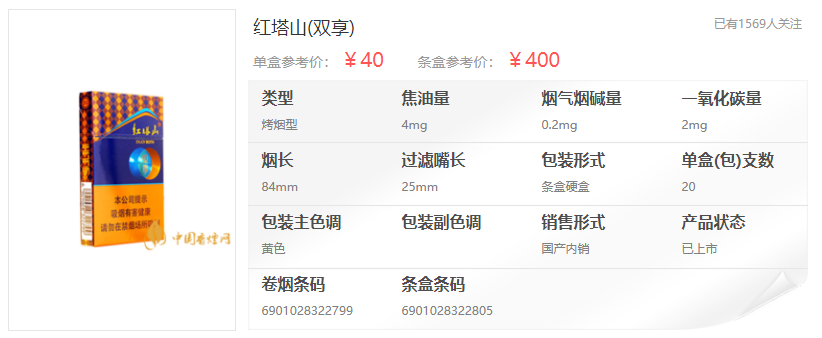 2021年塔山双享多少钱 塔山双享香烟价格表图