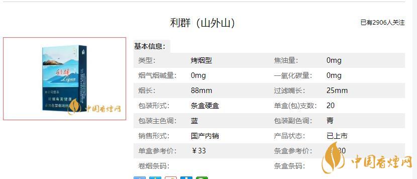 利山外山多少钱一包 利山外山香烟价格2021