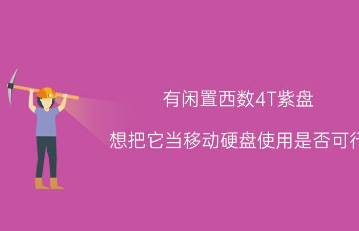 有闲置西数4T紫盘，想把它当移动硬盘使用是否可行，为什么？