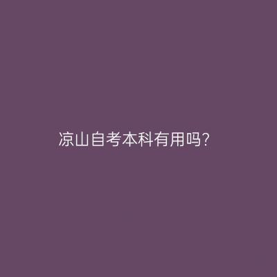 凉山自考本科有用吗?