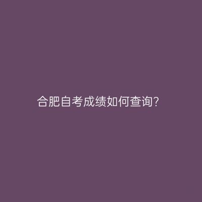 合肥自考成绩如何查询?