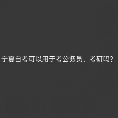 宁夏自考可以用于考公务员、考研吗？