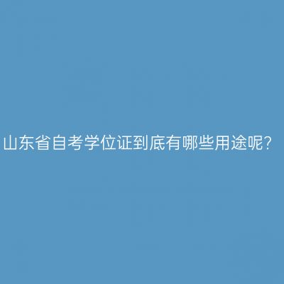 山东省自考学位证到底有哪些用途呢?