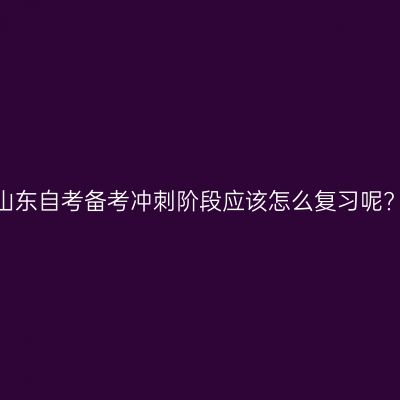 山东自考备考冲刺阶段应该怎么复习呢?