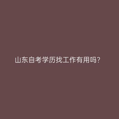 山东自考学历找工作有用吗?