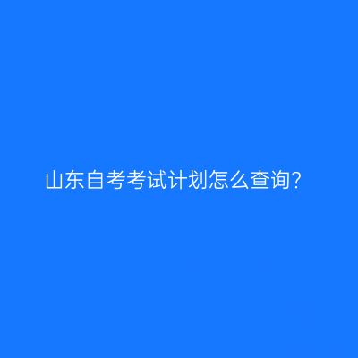 山东自考考试计划怎么查询?