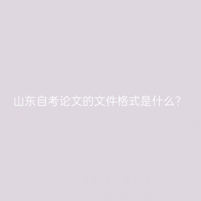 山东自考论文的文件格式是什么?