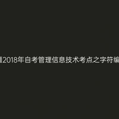 新疆2018年自考管理信息技术考点之字符编码