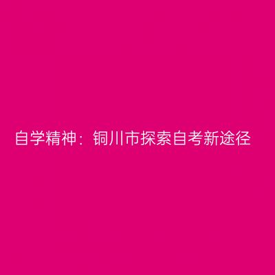 自学精神：铜川市探索自考新途径