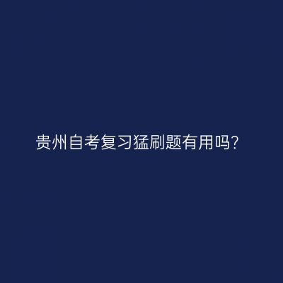 贵州自考复习猛刷题有用吗？