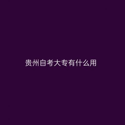 贵州自考大专有什么用