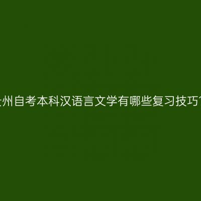 贵州自考本科汉语言文学有哪些复习技巧?