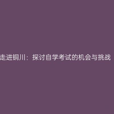 走进铜川：探讨自学考试的机会与挑战