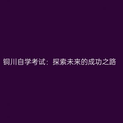 铜川自学考试：探索未来的成功之路
