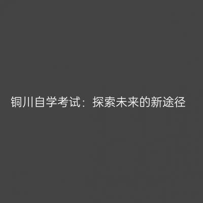 铜川自学考试：探索未来的新途径
