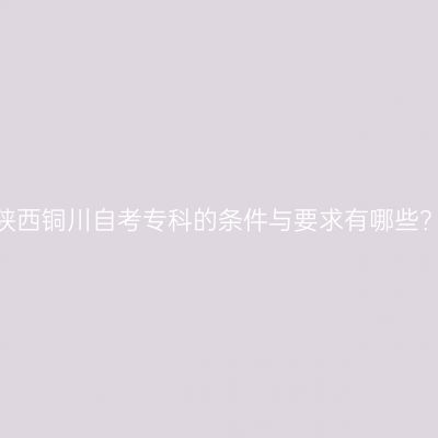 陕西铜川自考专科的条件与要求有哪些？