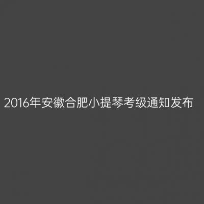2016年安徽合肥小提琴考级通知发布