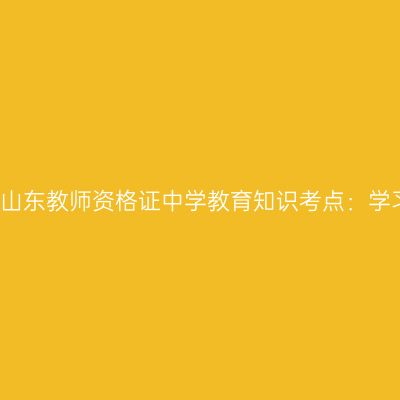 2019年山东教师资格证中学教育知识考点：学习策略