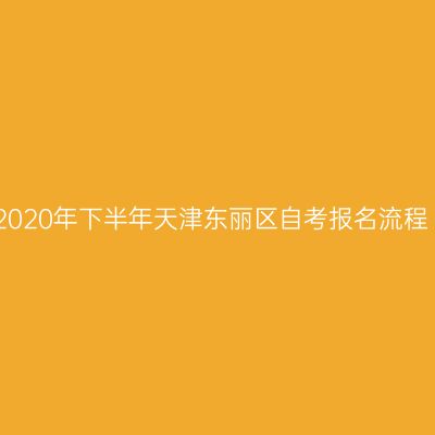 2020年下半年天津东丽区自考报名流程