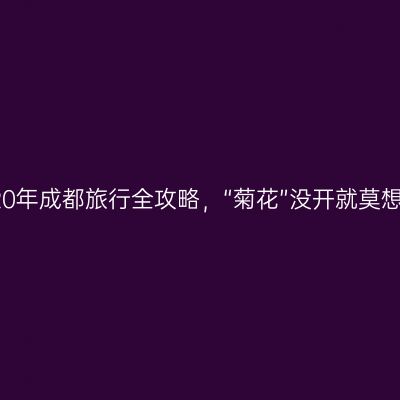 2020年成都旅行全攻略，“菊花”没开就莫想走