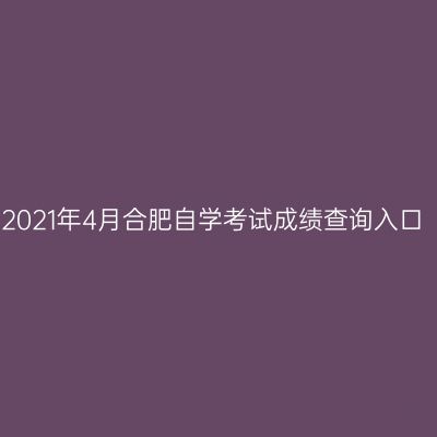 2021年4月合肥自学考试成绩查询入口