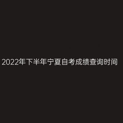 2022年下半年宁夏自考成绩查询时间