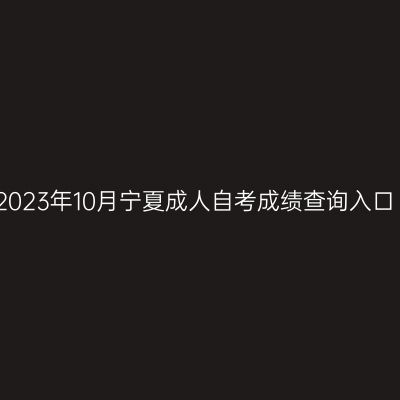 2023年10月宁夏成人自考成绩查询入口