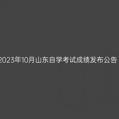 2023年10月山东自学考试成绩发布公告